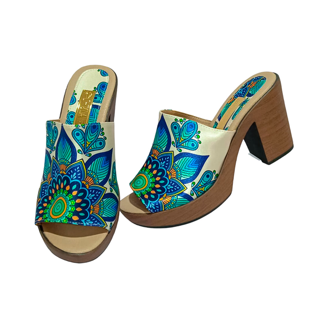 Mandala Azul Real - Sandalia Tacon Elegante CHULA