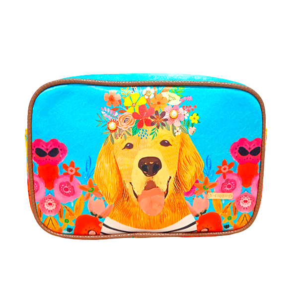 Blue Puppy and Flowers - Mia