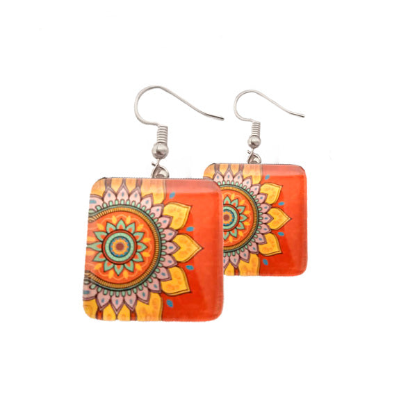 Mandala Naranja - Aretes