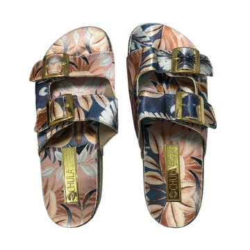 Hojas Crema - Sandalia Comfy 2 Hebillas