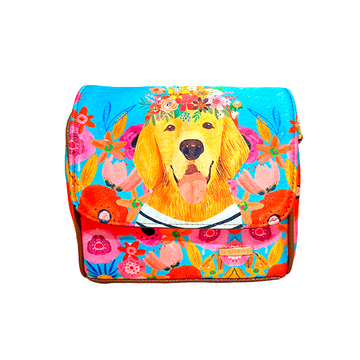 Perrito Azul y Flores - Mini Baúl - Bolsa Chica