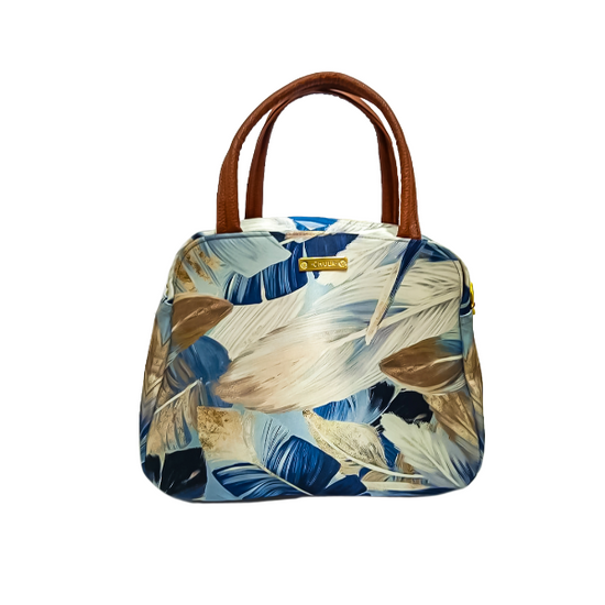 Hojas Crema Azul - Milly - Bolsa Mediana - chulamexico