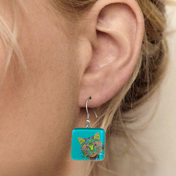 Mandala Cat - Aretes