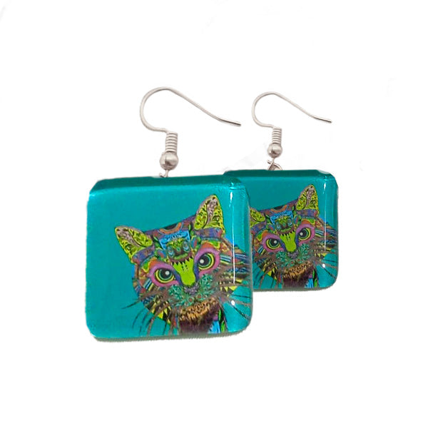 Mandala Cat - Aretes