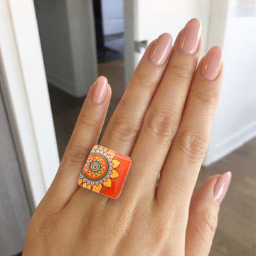 Mandala Naranja - Anillo