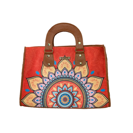 Mandala Naranja - Canasta - Bolsa Mediana - chulamexico