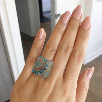 Mandala Turquesa - Anillo