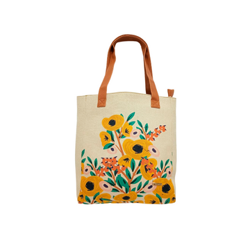 Flor de Algodón - Tote Yute - Bolsa mediana para mujer
