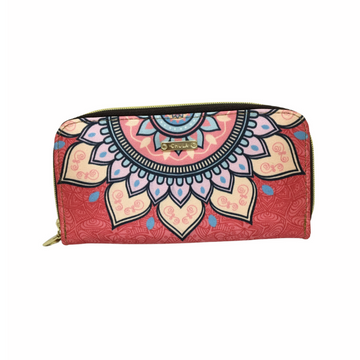Mandala Naranja - Cartera Para Mujer Doble Cierre
