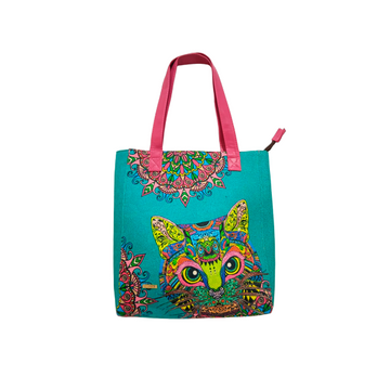 Mandala Gato - Tote Yute - Bolsa mediana para mujer