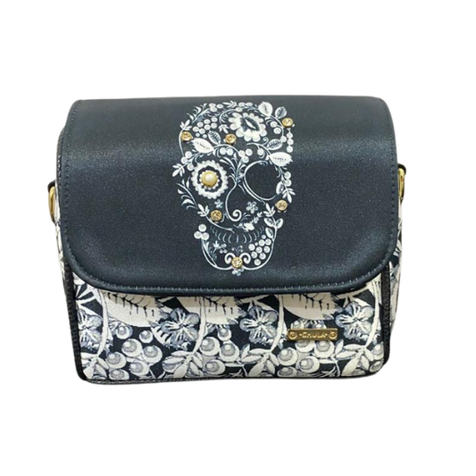 Flor Calavera - Mini Baúl - Bolsa Chica Para Mujer
