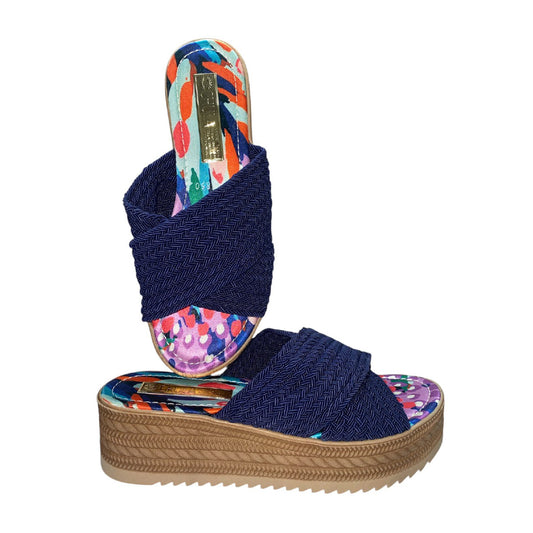 Tejido Azul Marino - Sandalia Plataforma