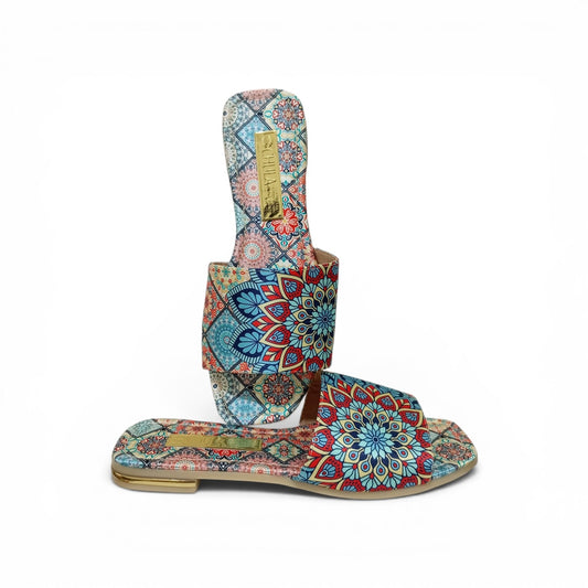 Mandala Turquesa - Sandalia Flat