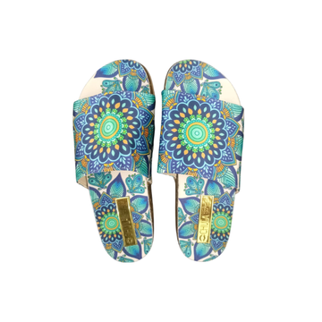 Mandala Azul Real - Sandalia Comfy Flat
