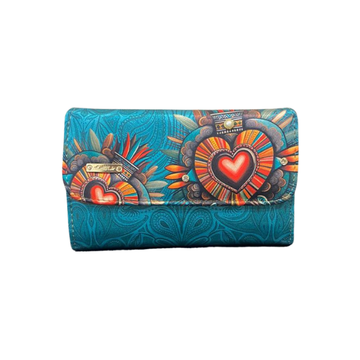 Corazón Azteca Aqua Decorado - Cartera Para Mujer Marie
