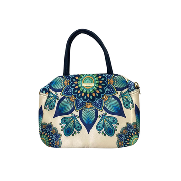 Mandala Azul Real Decorado - Milly - Bolsa Mediana Para Mujer