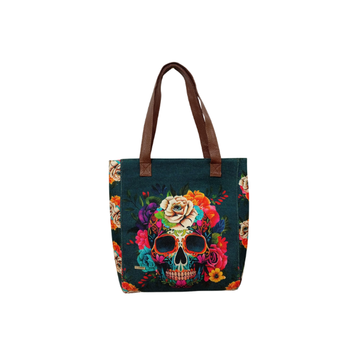Calavera Arcoiris - Tote Yute - Bolsa mediana para mujer