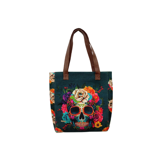Calavera Arcoiris - Tote Yute - Bolsa mediana para mujer