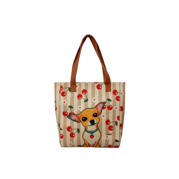 Perrito Cherry - Tote Yute - Bolsa Mediana Para Mujer