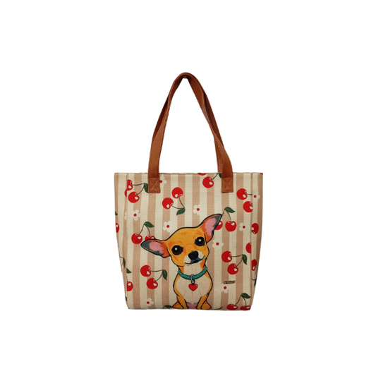 Perrito Cherry - Tote Yute - Bolsa Mediana Para Mujer