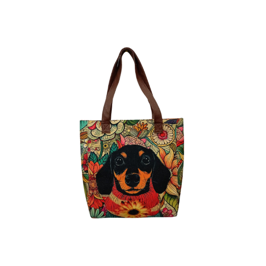 Perrito Otoñal - Tote Yute - Bolsa Mediana Para Mujer